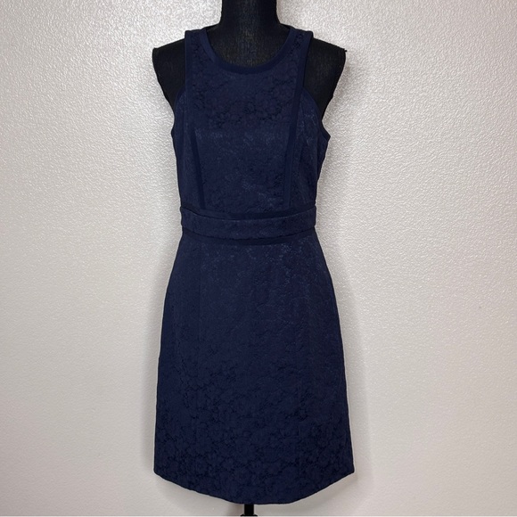 Rebecca Taylor Navy Sleeveless Lace Dress Size 8 - Picture 2 of 9